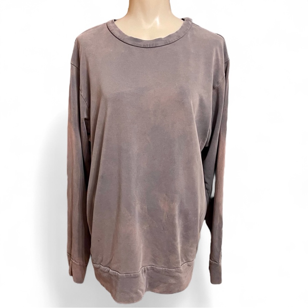 Groceries Apparel Thrashed Bleached Worn Long Sleeve Sweatshirt with Pockets